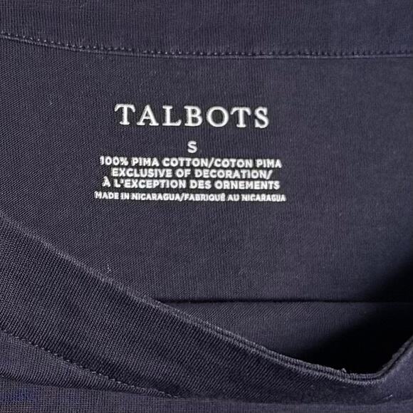 Talbots Popover Scoop Neck Embellished Fringe Hem Pima Cotton Top Women S Blue - Picture 8 of 8